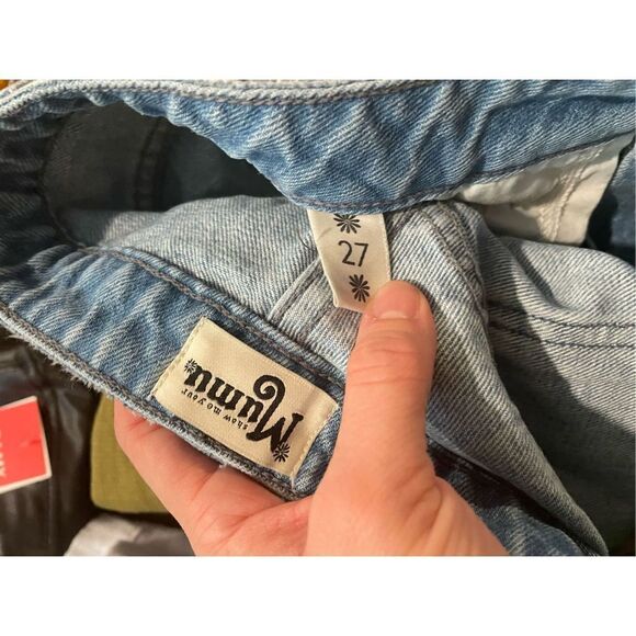 Show me your mumu Houston high waisted shirt raw hem distressed size 27 - Picture 4 of 5